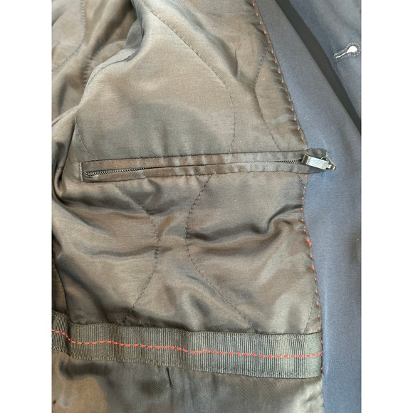 HUGO BOSS Men's Navy Blue Trench Coat Full Length Modern Classic Style Size 40R - Picture 15 of 16